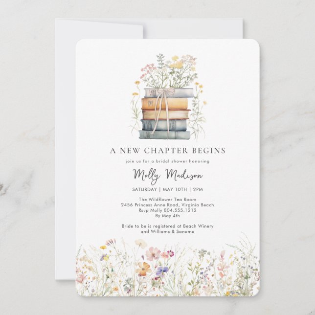 A New Chapter Begins Wildflower Baby Shower  Invitation (Front)