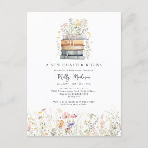 A New Chapter Begins Wildflower Baby Shower Postcard