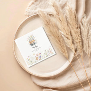 A New Chapter Begins Wildflower Book Baby Shower  Napkin