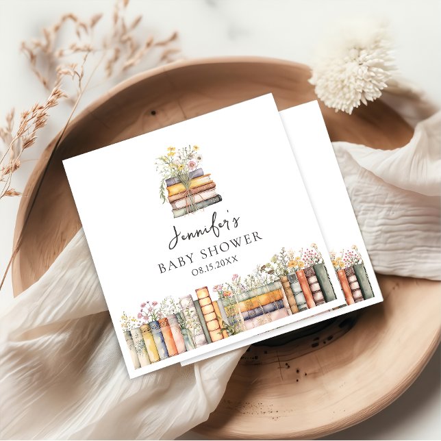 A New Chapter Begins Wildflower Book Baby Shower Napkin (Creator Uploaded)