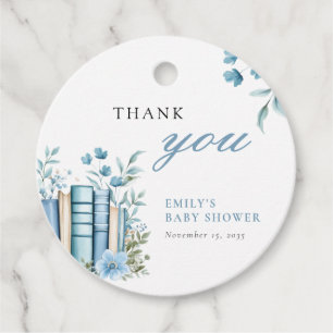 A New Chapter Blue Baby Shower Favour Tags