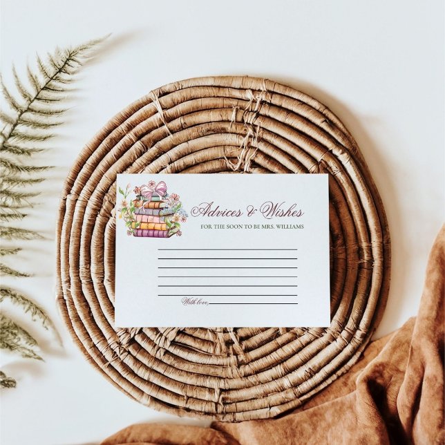 A new Chapter Book Advices & WIshes Bridal Shower Enclosure Card (Creator Uploaded)