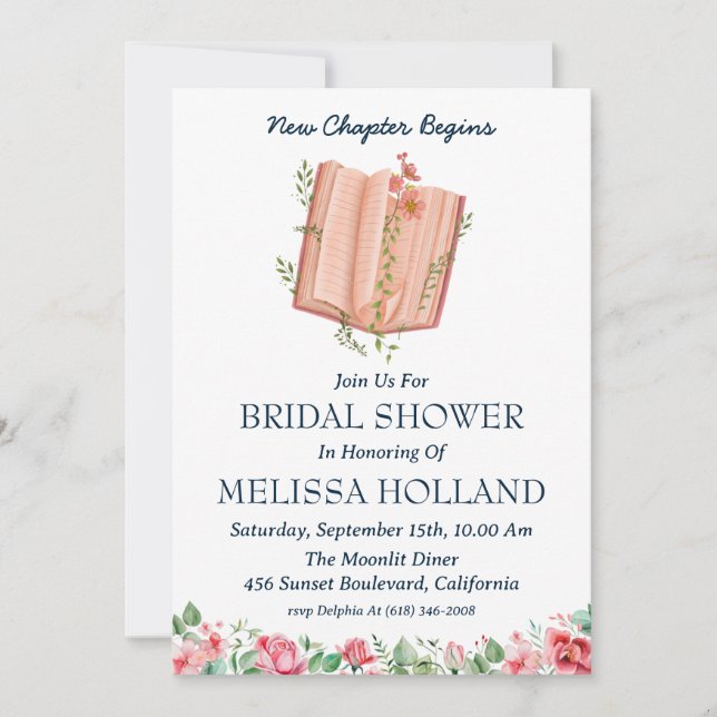 a new chapter book bridal shower invitations (Front)