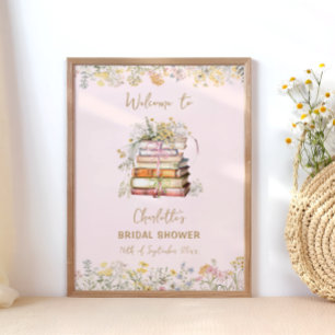 A New Chapter Book Themed Bridal Shower Welcome Poster