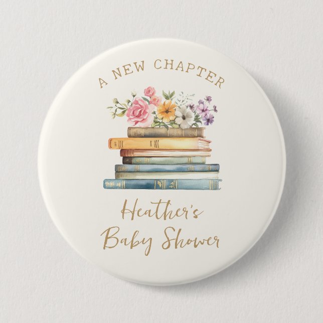 A New Chapter Books Baby Shower 7.5 Cm Round Badge (Front)