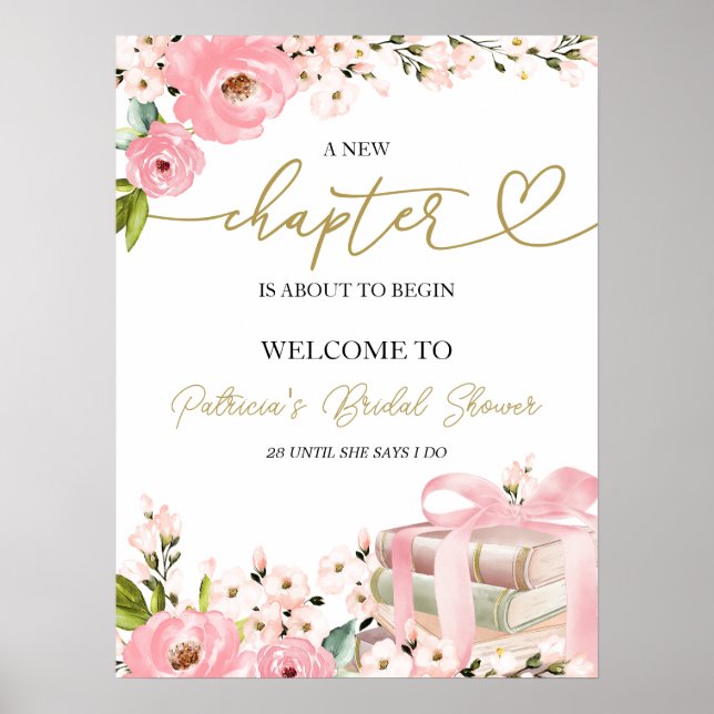 A New Chapter Books Bridal Shower Welcome Poster (Front)