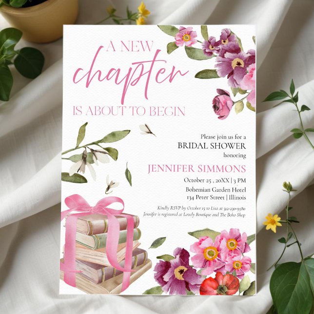 A New Chapter Books | Watercolor Bridal Shower Invitation (Creator Uploaded)