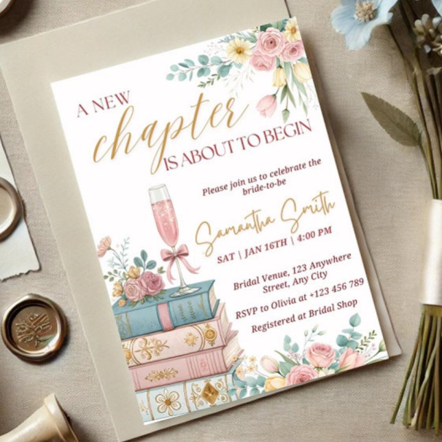 A New Chapter Bridal Shower Invitation Template (Creator Uploaded)