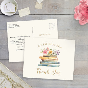 A New Chapter Bridal Shower Thank You Postcard