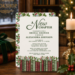 A New Chapter Christmas Book Themed Bridal Shower Invitation
