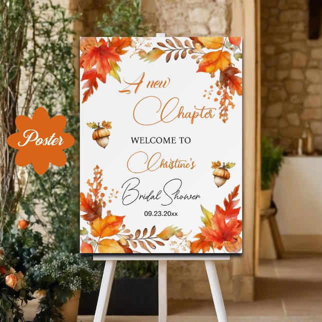 A new Chapter Fall Boho Floral Bridal Shower Poster (Creator Uploaded)