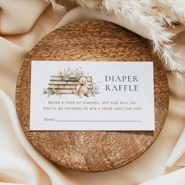 A New Chapter Floral Book Diaper Raffle Enclosure Business Card (Creator Uploaded)