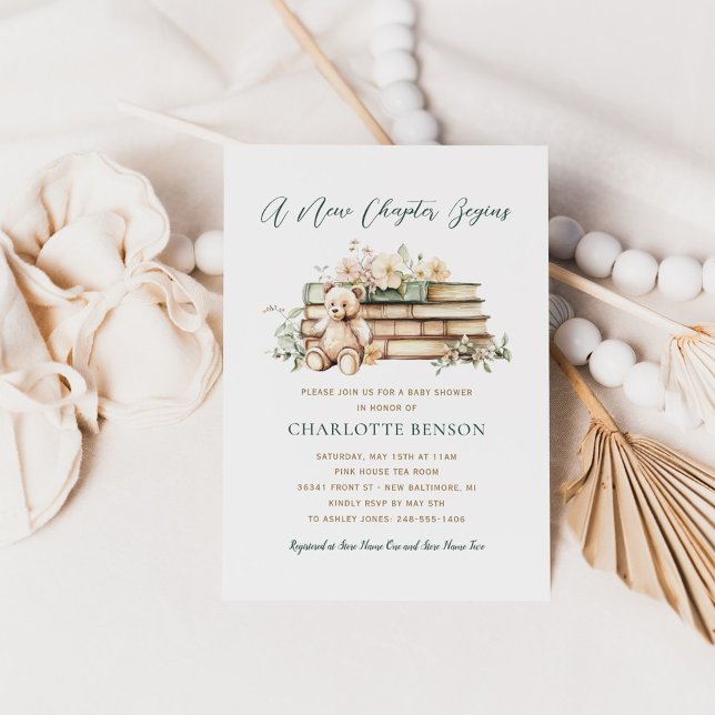 A New Chapter Floral Book Themed Baby Shower Invitation (Creator Uploaded)