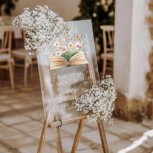 A New Chapter Is About To Begin Baby Shower Acrylic Sign