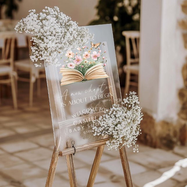 A New Chapter Is About To Begin Baby Shower Acrylic Sign (Creator Uploaded)
