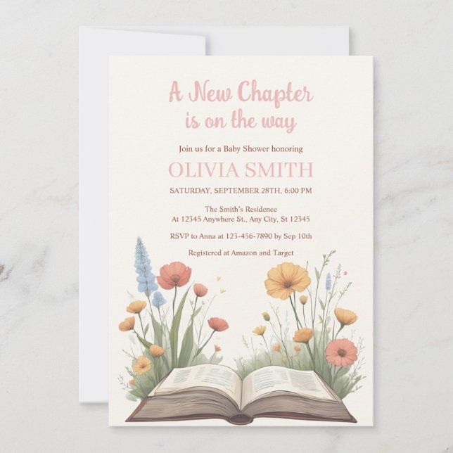 A New Chapter is On The Way, Books, Wild Flowers Invitation (Front)