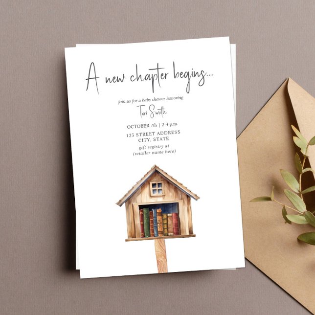 A New Chapter Mini Library Books Baby Shower  Invitation (Creator Uploaded)