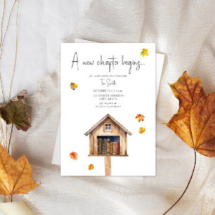 A New Chapter Mini Library Fall Books Baby Shower  Invitation