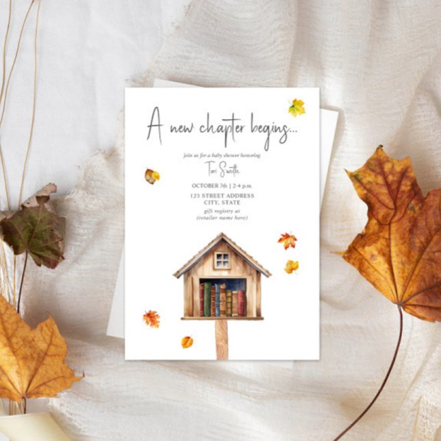 A New Chapter Mini Library Fall Books Baby Shower  Invitation (Creator Uploaded)