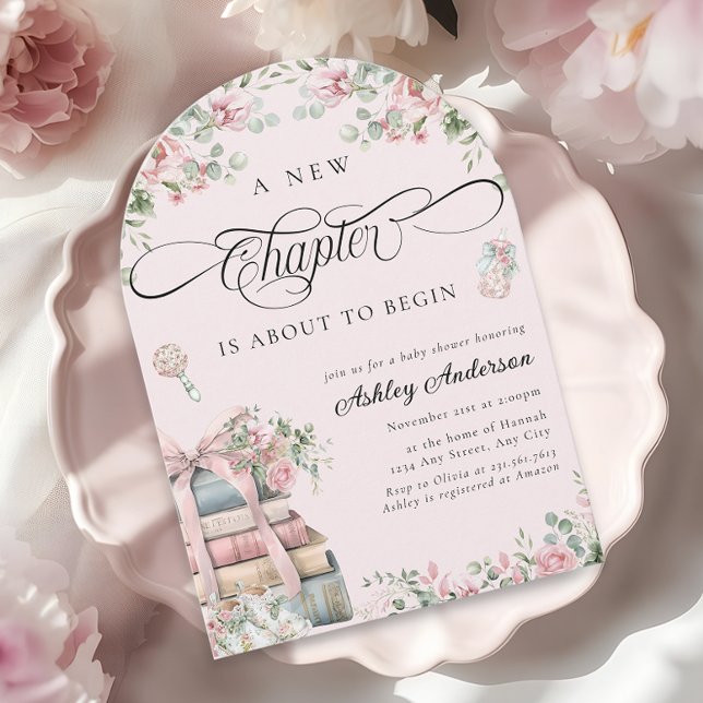 A New Chapter Pink Floral Girl Baby Shower Invitation (Creator Uploaded)