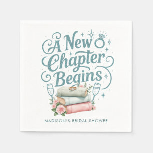 A New Chapter Quote Teal Glitter Bridal Shower Napkin