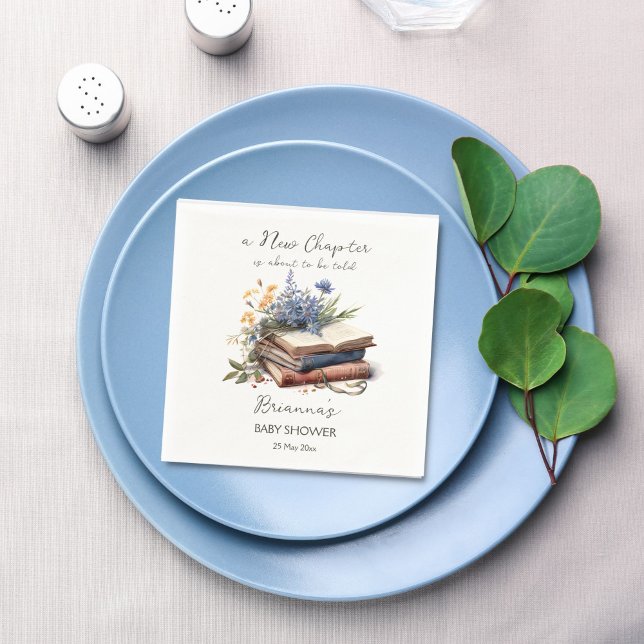 A new chapter story book baby shower printed napkin (A new chapter story book baby shower monogram printed napkins personalized tableware table decor)
