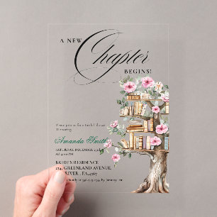 A New Chapter Story Book Bridal Shower Acrylic Invitations