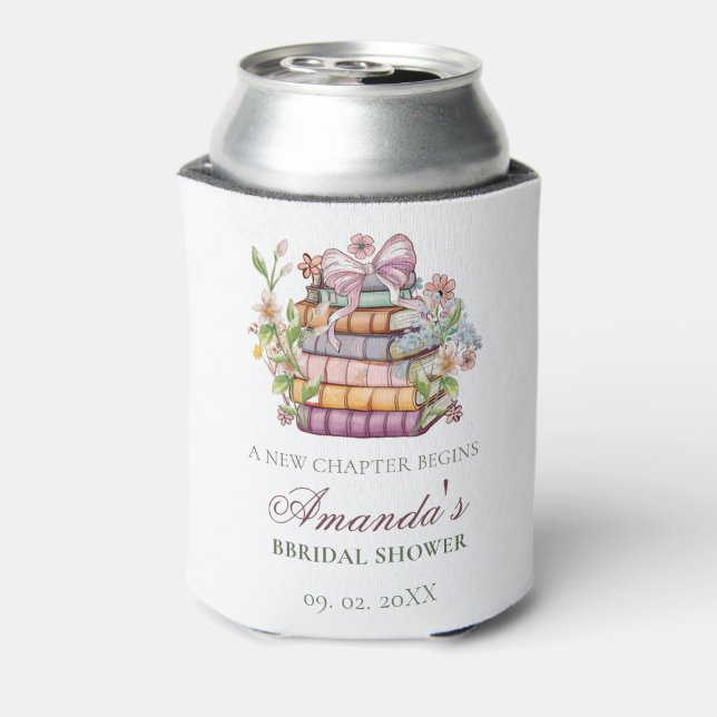 A New Chapter Story Book Bridal Shower Can Cooler (Can Back)