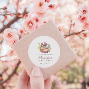 A New Chapter Story Book Bridal Shower Classic Round Sticker