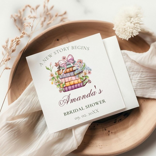 A New Chapter Story Book Bridal Shower Napkin (Creator Uploaded)