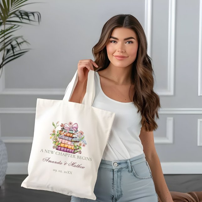 A New Chapter Story Book Bridal Shower Tote Bag (Creator Uploaded)