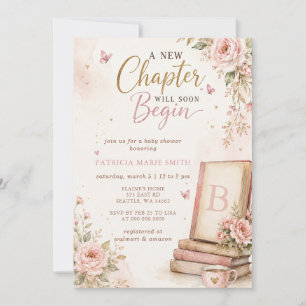 A new Chapter Story book Girl Baby Shower Invitation