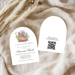 A New Chapter Story Book Qr Code Bridal Shower Invitation