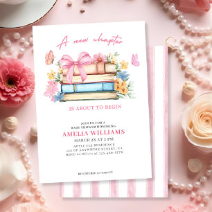 A New chapter vintage pink floral baby shower Invitation