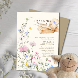 A New Chapter Will Soon Begin Floral Baby Shower Invitation