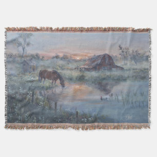 A New Day -* Horse painting Throw Blanket