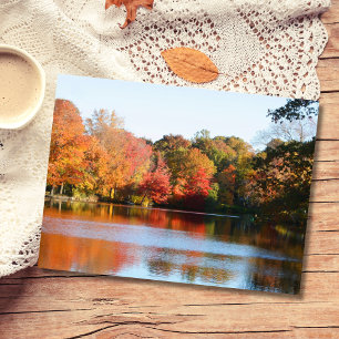 A New England Autumn Pond Postcard