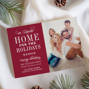 A New Home for the Holidays Red Photo Holiday Card