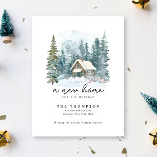 A New Home Handwriting Calligraphy Moving Holiday Postcard