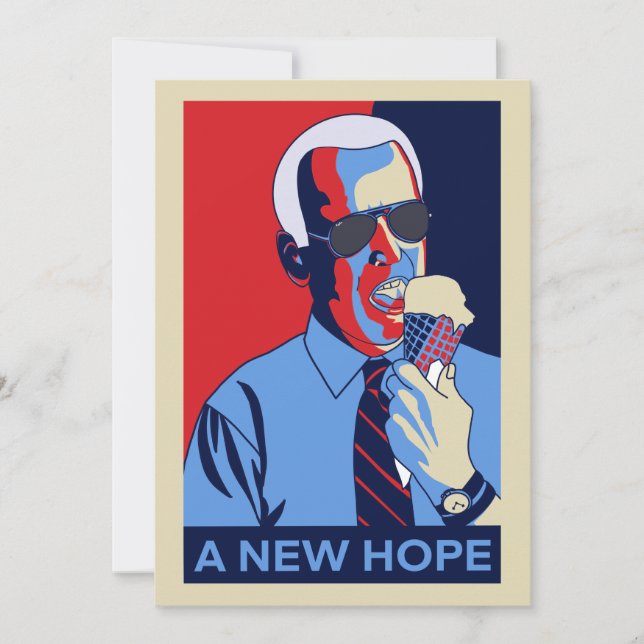 A New Hope Joe Biden Ice Cream Illustration Holiday Card (Front)