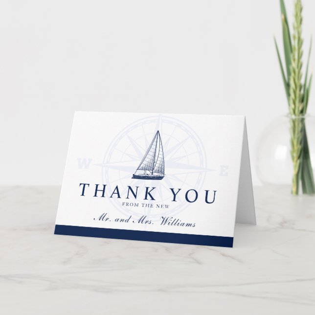 A New Journey Nautical Style Thank You Card (Front)