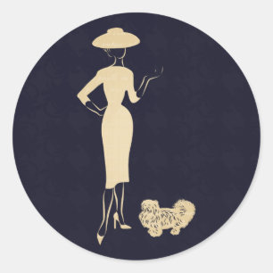 A New Look Vintage 1950s Fashion Classic Round Sticker