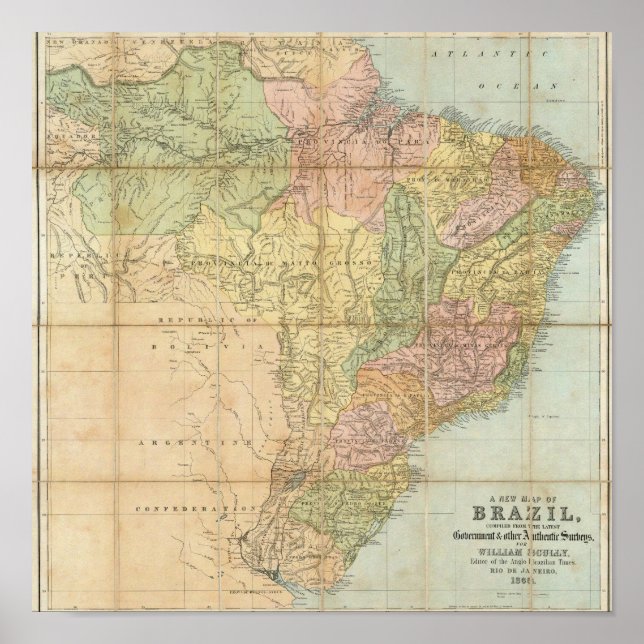A new map of Brazil Poster (Front)