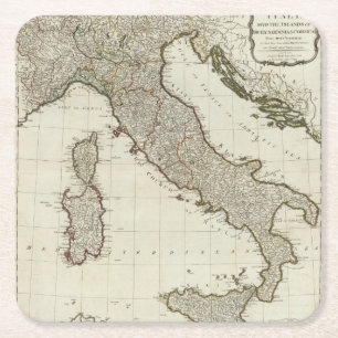 A new map of Italy with the islands of Sicily Square Paper Coaster