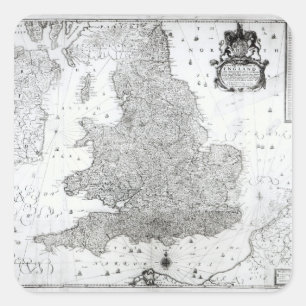A New Map of the Kingdom of England Square Sticker