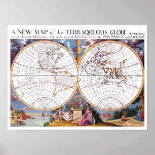 A New Map Of The Terraqueous Globe Archival Poster