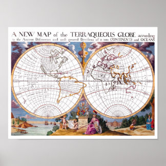 A New Map Of The Terraqueous Globe Archival Poster