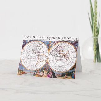 A New Map Of The Terraqueous Globe Greeting Card
