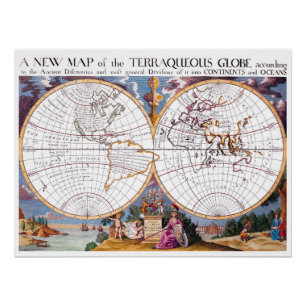 A New Map Of The Terraqueous Globe Perfect Poster