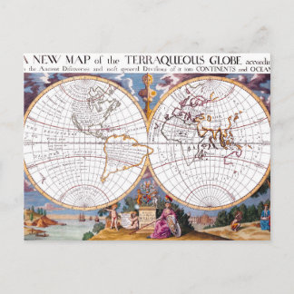 A New Map Of The Terraqueous Globe Postcard